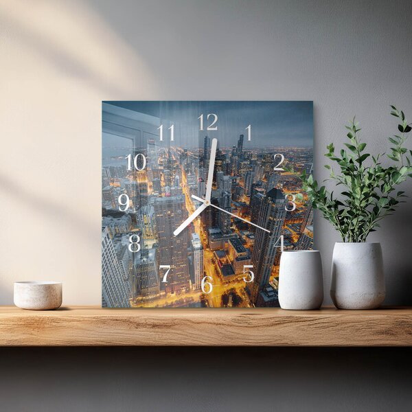 Skleněné hodiny Noc ve městě zskb-30x30-00085910