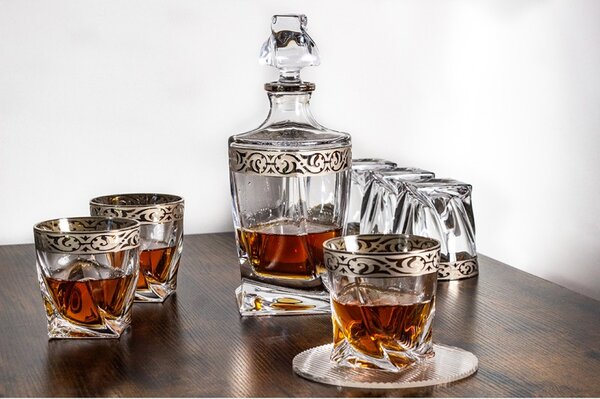 BOHEMIA QUADRO BAROKO PLATINUM WHISKY SADA 1+6 KS