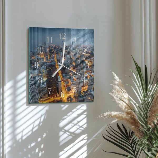 Skleněné hodiny Noc ve městě zskb-30x30-00085910