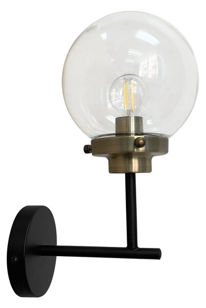 Candellux Lens Nástěnné svítidlo black+patina matt 1x40w e14 transparent lampshade