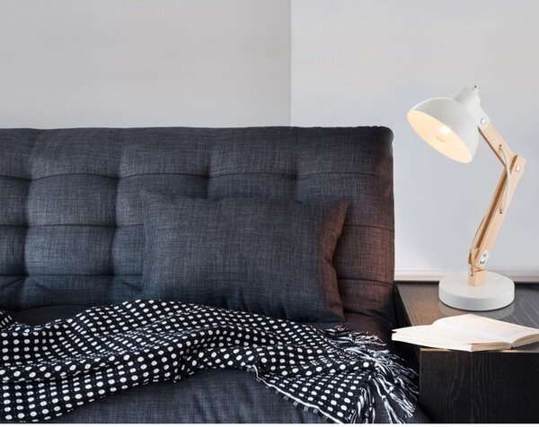Globo Lighting Tongariro stolní lampička 1x40 W bílá-dřevo 21502