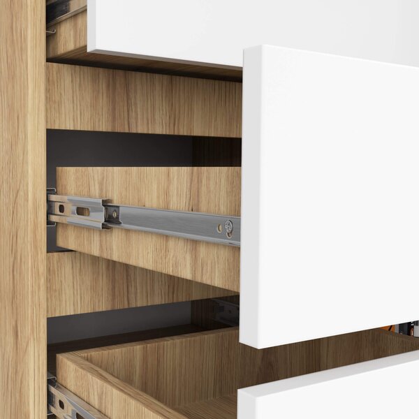Ak furniture Komoda JERRY 80 cm 1 dveře 5 zásuvek bílá/dub artisan