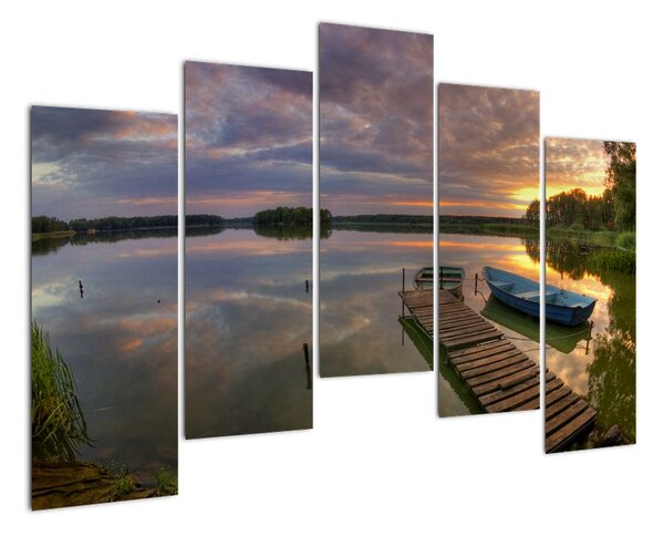 Obrázek jezera se západem slunce (125x90cm)