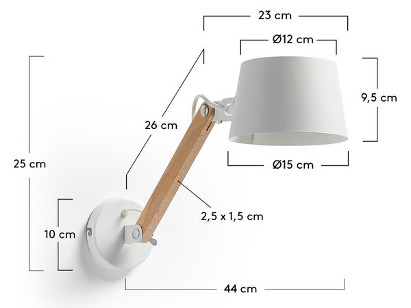 Bílé kovové nástěnné světlo Kave Home Muse