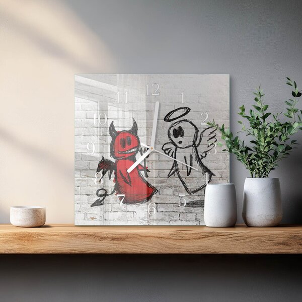 Skleněné hodiny Anděl Ďábel zskb-30x30-00087652