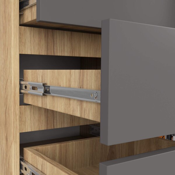 Ak furniture Komoda JERRY 80 cm 1 dveře 5 zásuvek dub artisan/antracitově šedá