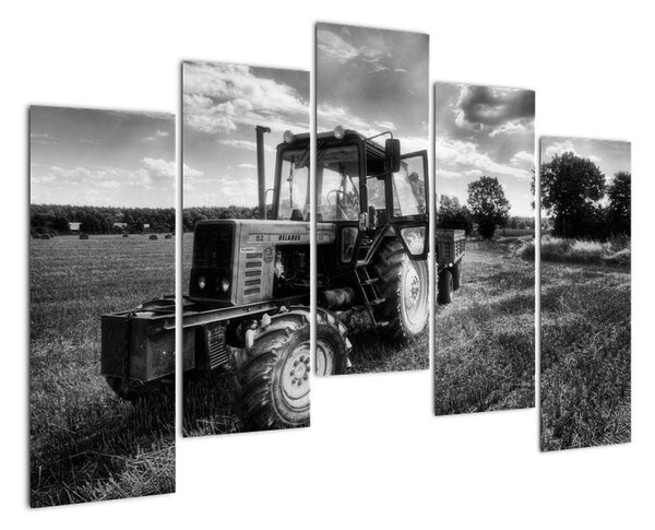 Černobílý obraz traktoru (125x90cm)
