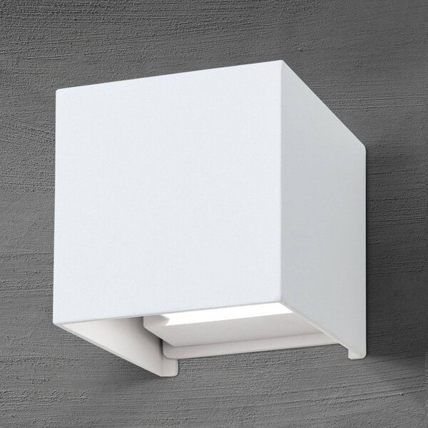 ORION LED venkovní nástěnné svítidlo Cube, bílé, kov, 10 cm, nahoru/dolů, Bílá / opál, Hliník, Moderní, Nástěnné svítidlo / světlem dolů