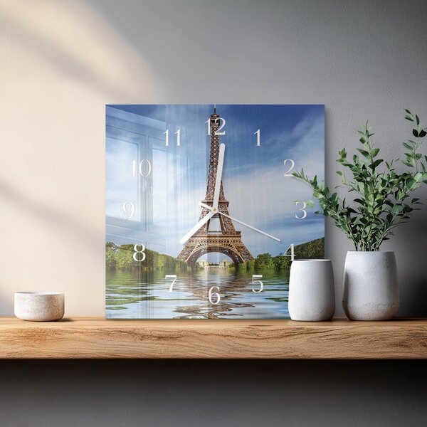 Skleněné hodiny Eiffelova věž zskb-30x30-00085390