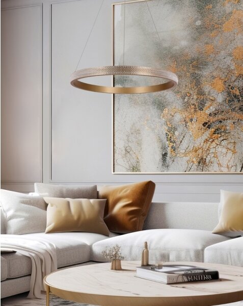 LED Lustr na lanku HASHIM LED/34W/230V pr. 60 cm měděná