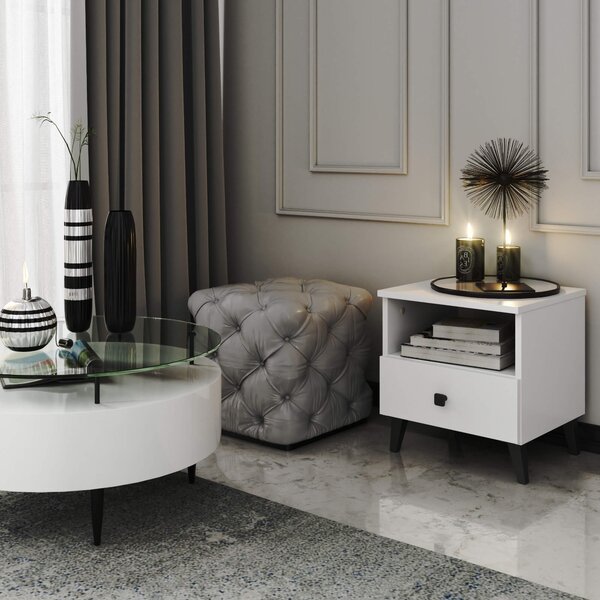 Ak furniture Noční stolek MOBI K-01 bílý/černý