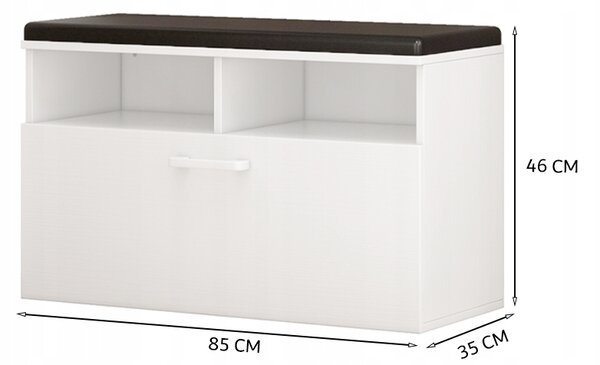 Botník s lavicí Rebiko 85 x 46 x 35 cm bílý, černý