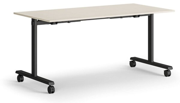 Mobilní stůl MATCH, 160x80 cm, černá podnož, bříza