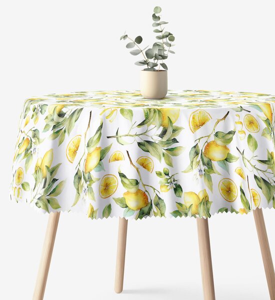 Goldea kulatý teflonový ubrus - citrony Ø 120 cm