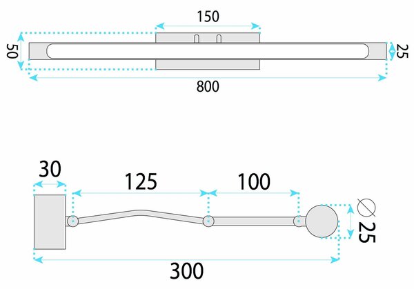 Toolight Rea, Koupelnové nástěnné LED svítidlo SWE027-1W 80cm Black, OSW-20126