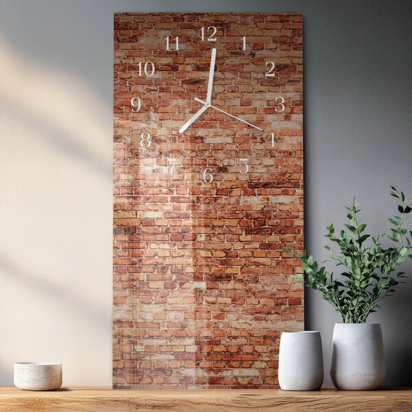 Skleněné hodiny vertikální Cihlová zeď zsppb-30x60-00092045