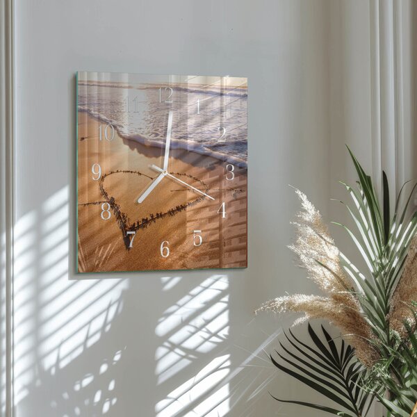 Skleněné hodiny Srdce pláže zskb-30x30-00057716