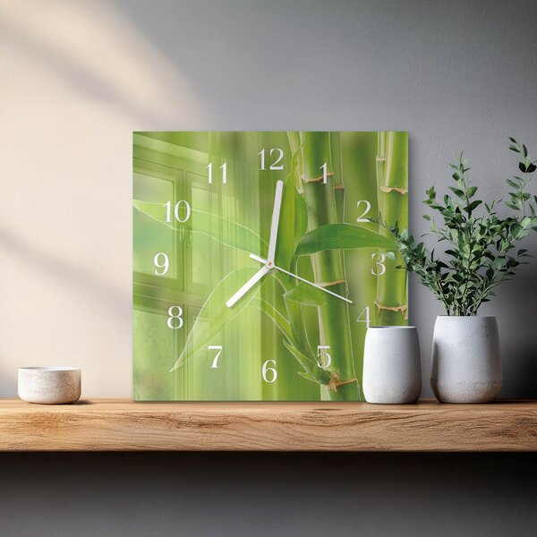 Skleněné hodiny Bambusová rostlina zskb-30x30-00082735