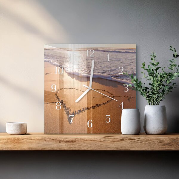 Skleněné hodiny Srdce pláže zskb-30x30-00057716