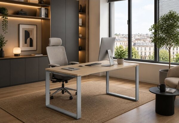 Kancelářský stůl PRIMO INSPIRE, 160x80 cm, šedostříbrná podnož, grafit