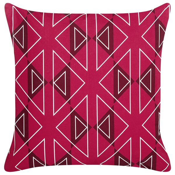 Sada 2 venkovních polštářů MEZZANO Geometrický vzor 45 x 45 cm Růžová