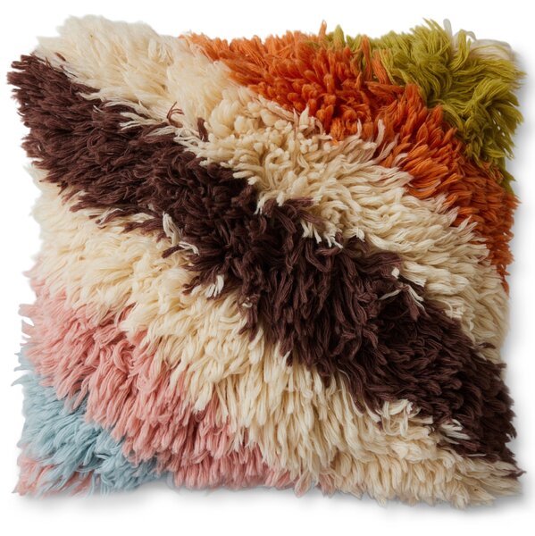 Vlněný polštář Fluffy Striped 55 × 55 cm