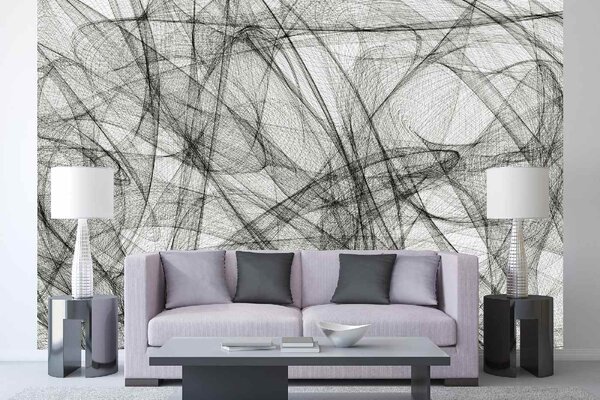 DIMEX | Vliesová fototapeta Abstraktní malba MS-5-2512 | 375 x 250 cm | bílá, černá