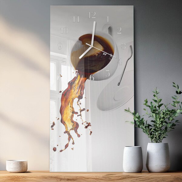 Skleněné hodiny vertikální Káva zsppb-30x60-00087785