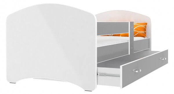 Dětská postel LUCKY včetně úložného prostoru (Bílá), Šedá