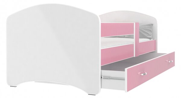 Dětská postel LUCKY včetně úložného prostoru (Bílá), Růžová