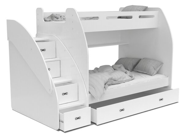 Patrová postel ZUZKA s úložným prostorem (různé barvy), Bílá