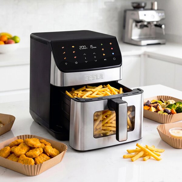 TESLA AirCook DualHeat QD65 XXL - multifunkční duální digitální horkovzdušná fritéza