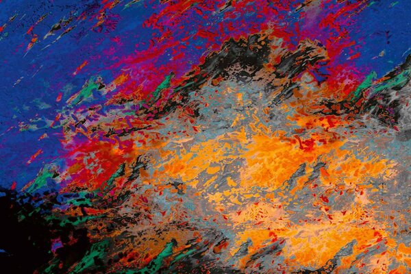 DIMEX | Vliesová fototapeta Abstraktní barevný vzor MS-5-2556 | 375 x 250 cm | modrá, červená, černá, oranžová, šedá