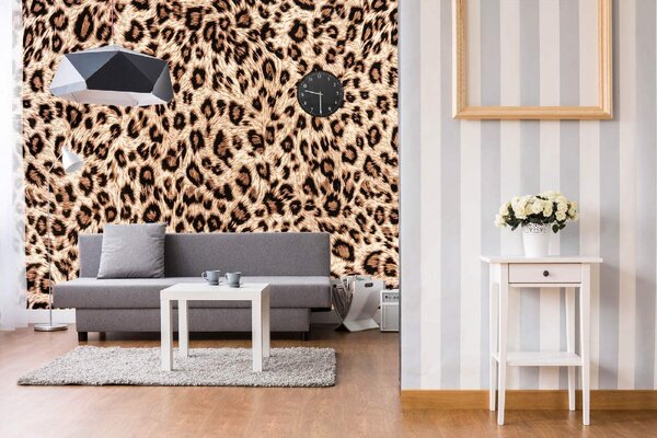 DIMEX | Vliesová fototapeta Leopardí kůže MS-5-2579 | 375 x 250 cm | béžová, černá, hnědá