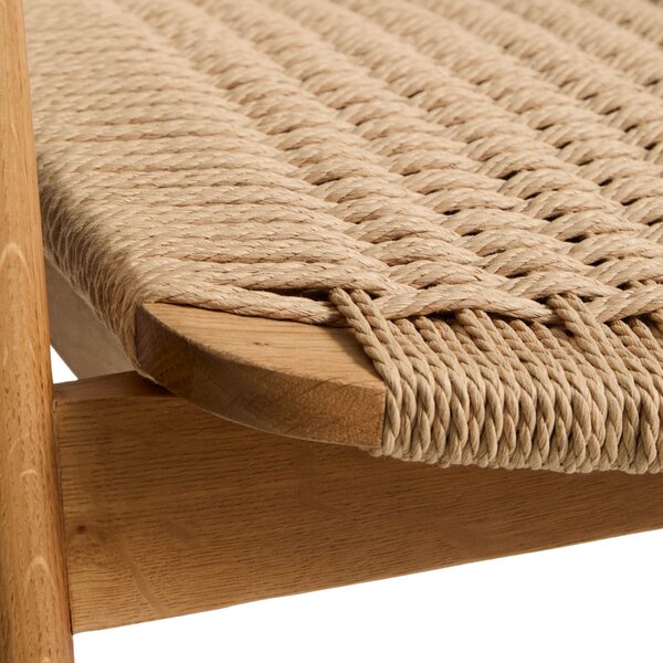 Kave Home Dubová barová židle Derile 65 cm s výpletem