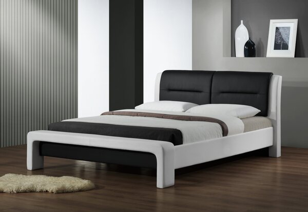 Čalouněná postel ROSALINDA, 160x200, bílá/černá + rošt