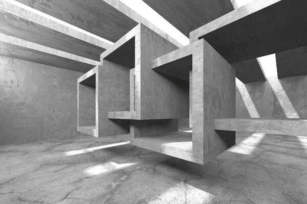 DIMEX | Vliesová fototapeta Prázdná betonová okna MS-5-2594 | 375 x 250 cm | bílá, šedá