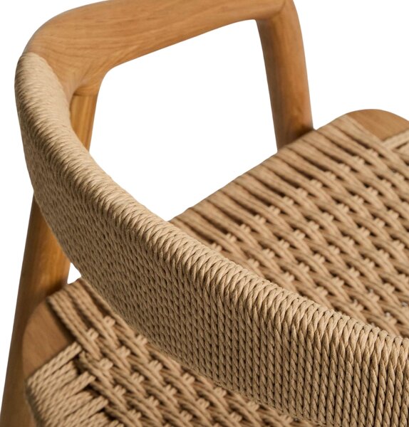 Kave Home Dubová barová židle Derile 65 cm s výpletem