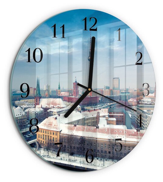 Skleněné nástěnné hodiny Zimní město zsoc-fi30-00175347
