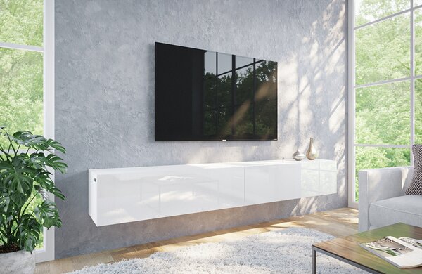 TV stolek Platan Room bílý lesk 210 cm, 2-dveřový, moderní