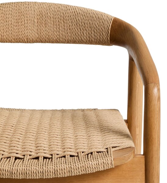 Kave Home Dubová barová židle Derile 65 cm s výpletem