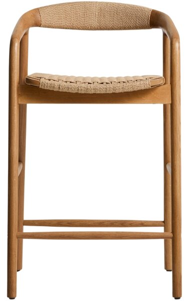 Kave Home Dubová barová židle Derile 65 cm s výpletem