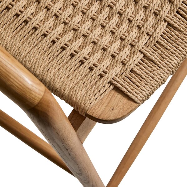 Kave Home Dubová barová židle Derile 65 cm s výpletem