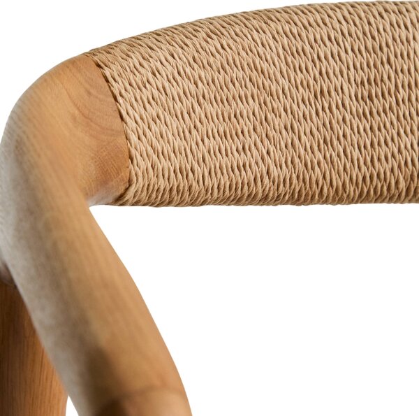 Kave Home Dubová barová židle Derile 65 cm s výpletem