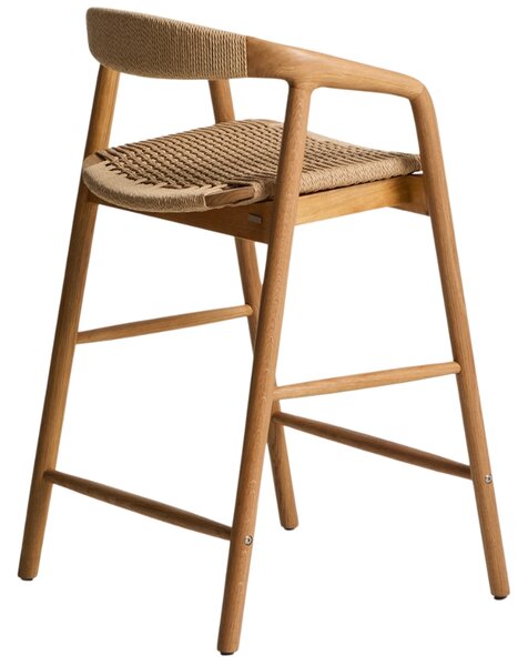 Kave Home Dubová barová židle Derile 65 cm s výpletem