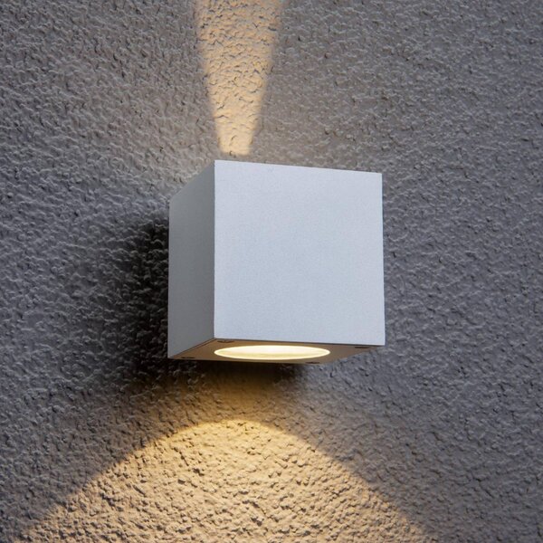 Lucande Venkovní nástěnné svítidlo LED Jarno, bílé, kov, 9 cm, Bílá / opál, Hliník, Moderní, Nástěnné svítidlo / světlem dolů