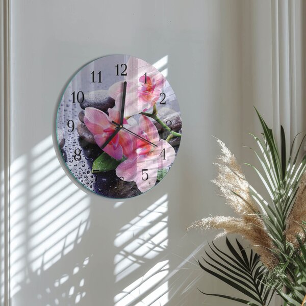 Skleněné nástěnné hodiny Orchidej zsoc-fi30-00178251