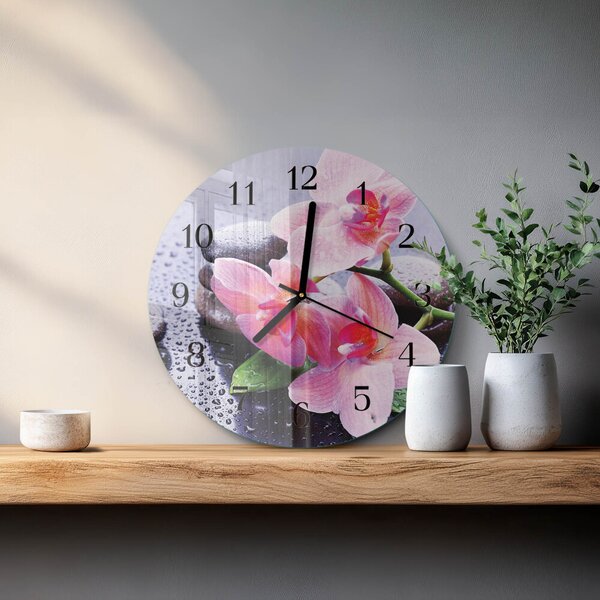 Skleněné nástěnné hodiny Orchidej zsoc-fi30-00178251