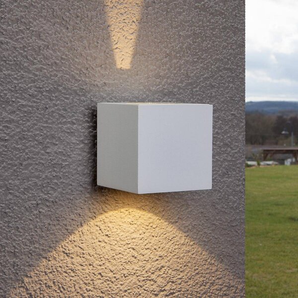 Lucande Venkovní nástěnné svítidlo LED Jarno, bílé, kov, 9 cm, Bílá / opál, Hliník, Moderní, Nástěnné svítidlo / světlem dolů