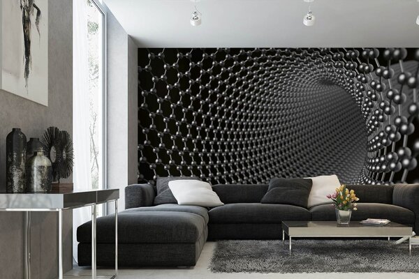 DIMEX | Vliesová fototapeta Struktura uhlíkových nanotrubic MS-5-2596 | 375 x 250 cm | bílá, černá